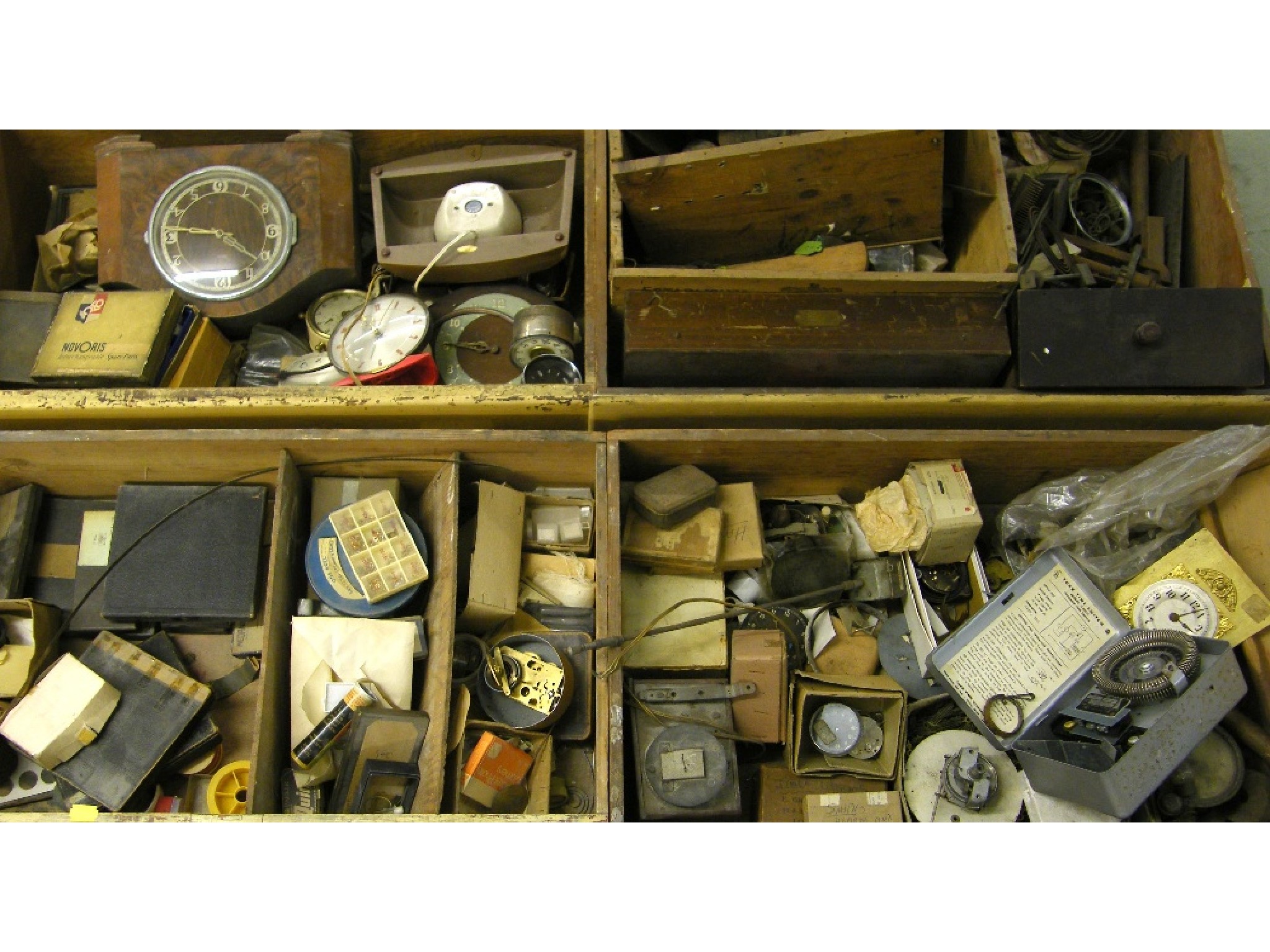 Appraisal: Large assortment of sundry clock spares four boxes