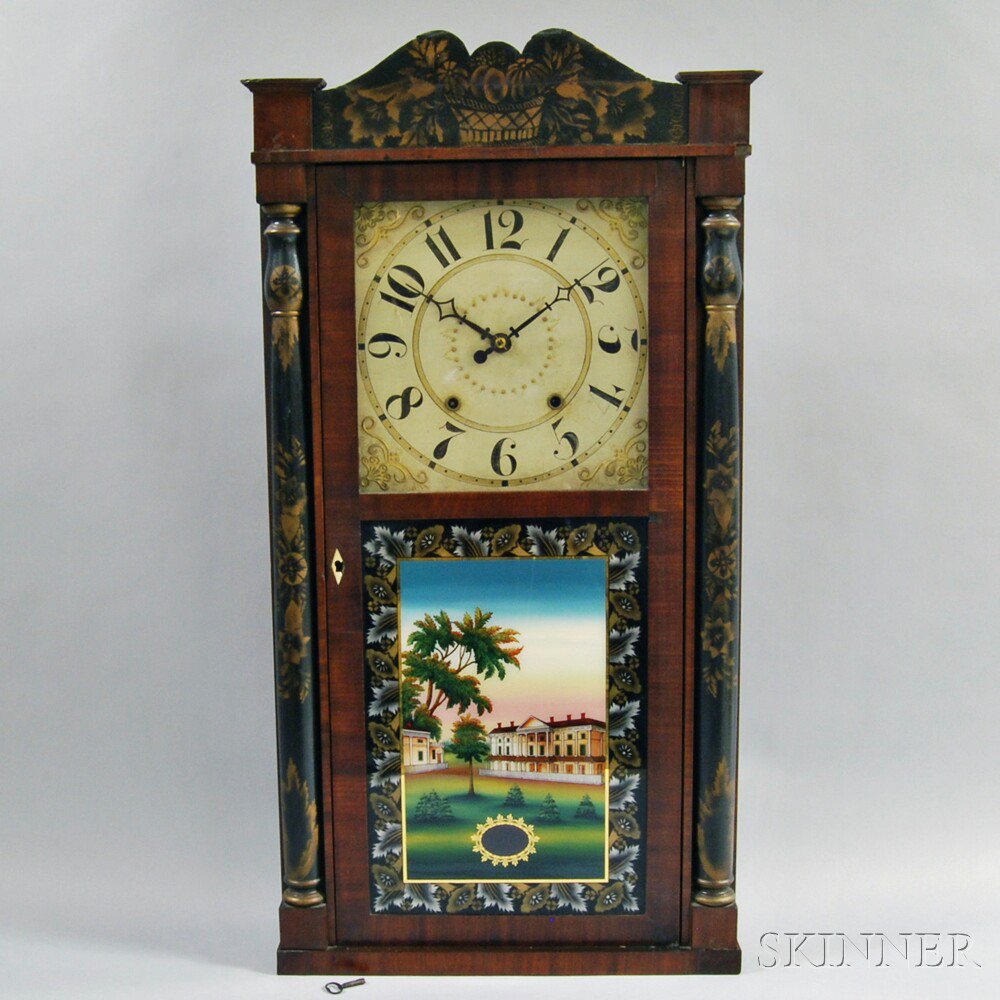 Appraisal: Jerome and Darrow Stenciled Shelf Clock Bristol Connecticut c mahogany