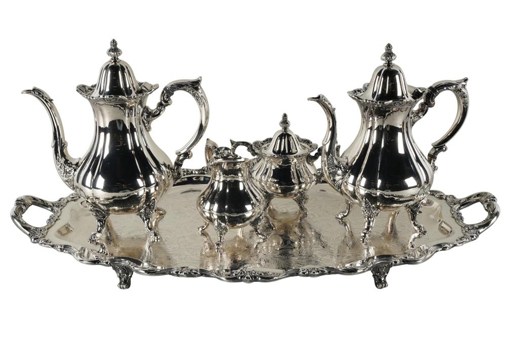 Appraisal: WALLACE SILVER-PLATE TEA COFFEE SERVICEwith maker's marks comprising a footed