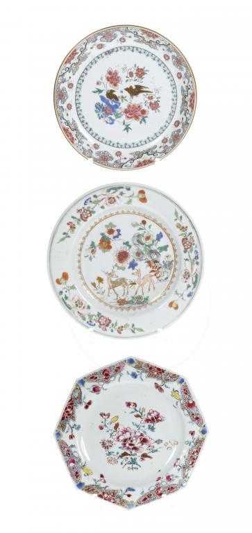 Appraisal: TWO CHINESE PORCELAIN PLATES AND A SAUCER-DISH all painted in