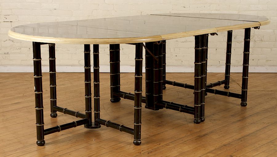 Appraisal: BAMBOO FORM DINING TABLE ATTR TO JANSEN C An ebonized