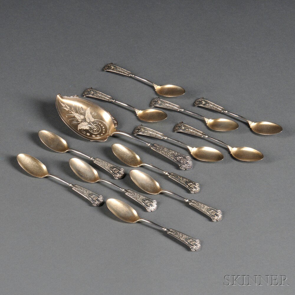 Appraisal: Thirteen pieces of John Wendt Arabesque Pattern Sterling Silver Flatware