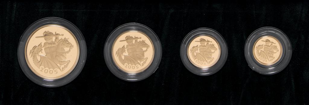 Appraisal: ELIZABETH II GOLD PROOF SOVEREIGN FOUR-COIN COLLECTION cased g