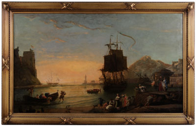 Appraisal: Manner of Claude Lorrain French - th century Italianate Harbor