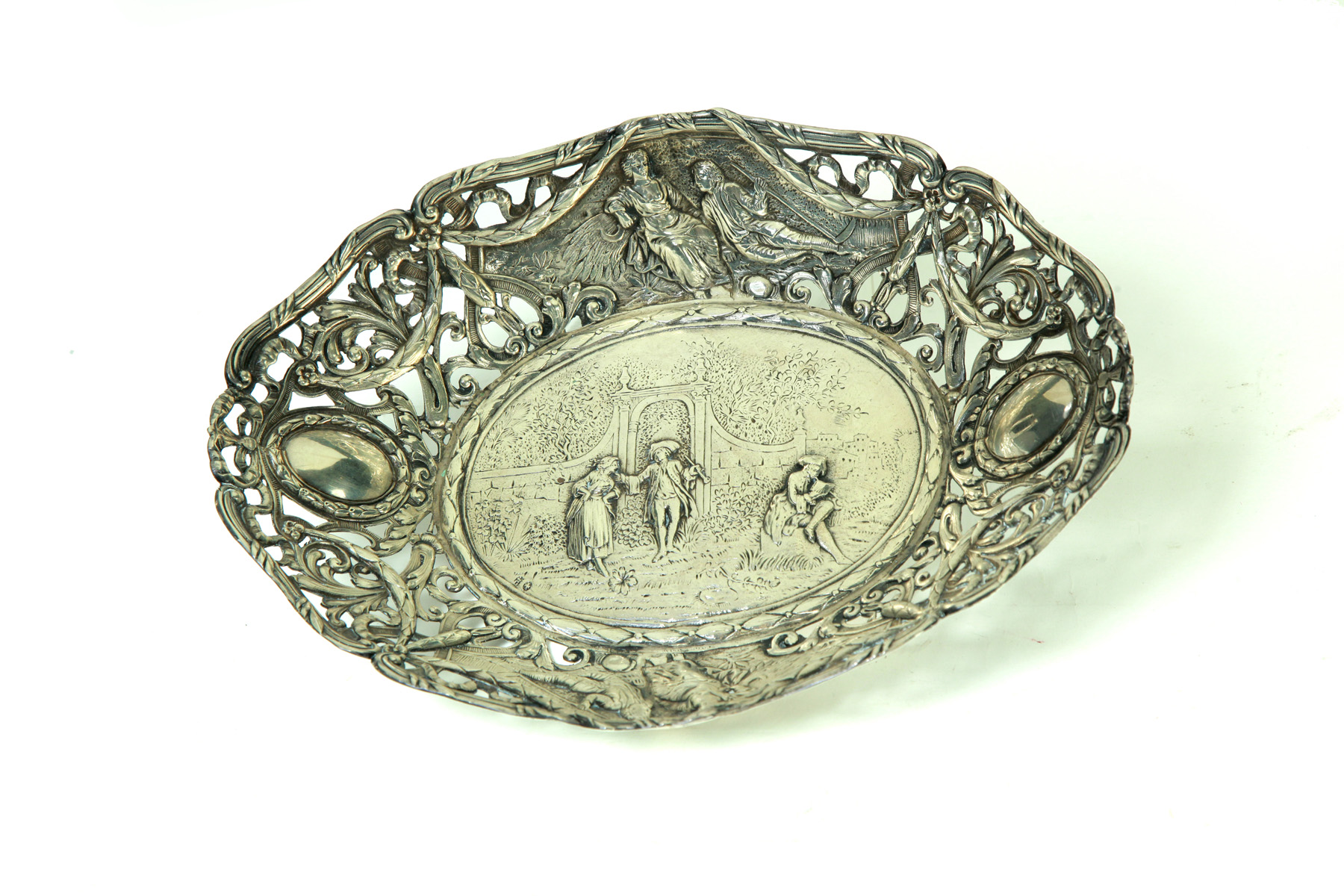 Appraisal: RETICULATED STERLING BASKET European th quarter- th century Oval shape