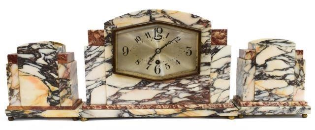 Appraisal: piece French Art Deco mantel set UCRA c s clock