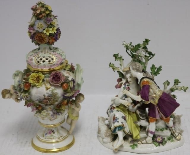 Appraisal: PIECE OF LATE TH C MEISSEN TO INCLUDE FIGURALGROUP WITH