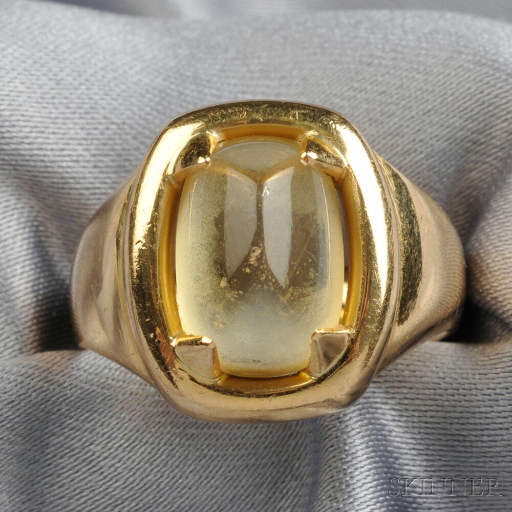 Appraisal: kt Gold and Citrine Ring Hermes France prong-set with a