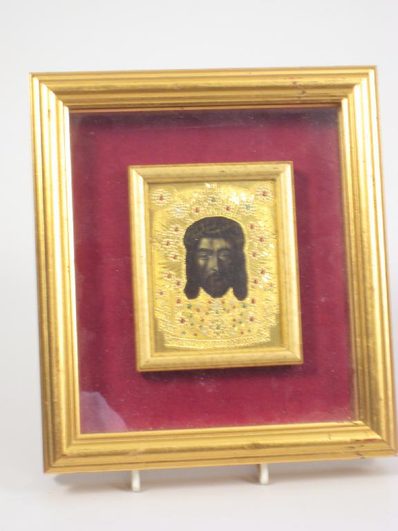 Appraisal: A th Century painted Icon of Christ gilded and jewelled