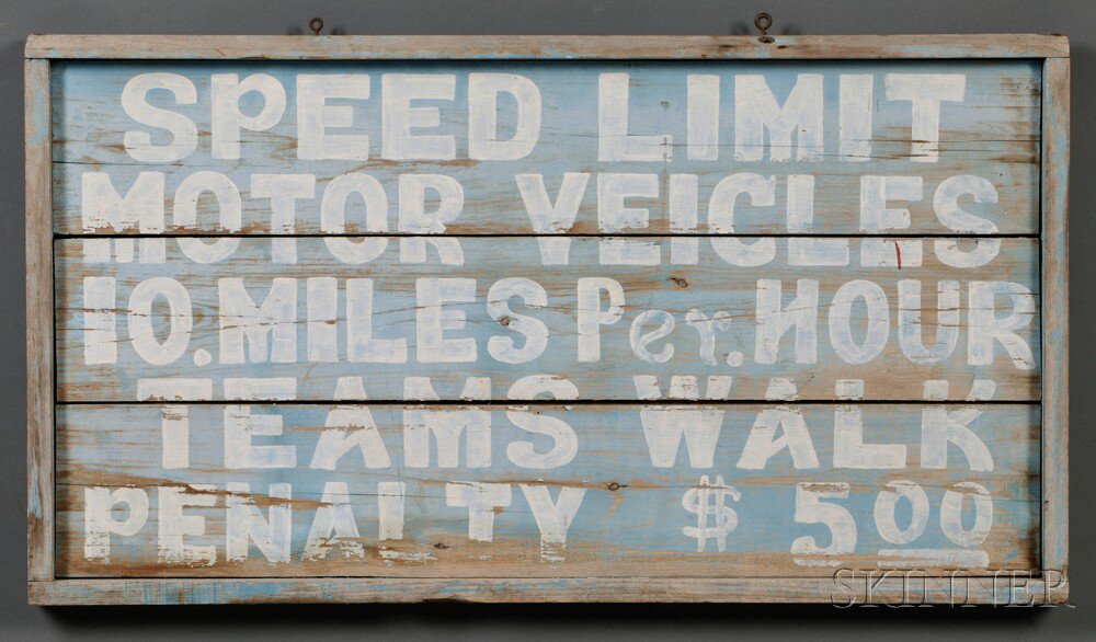 Appraisal: Painted SPEED LIMIT Sign America early th century rectangular wooden