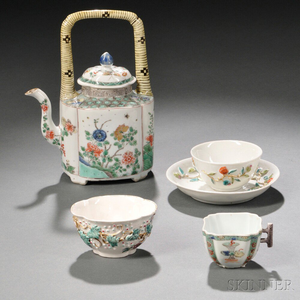 Appraisal: Five Famille Verte Porcelain Items China mostly th th century