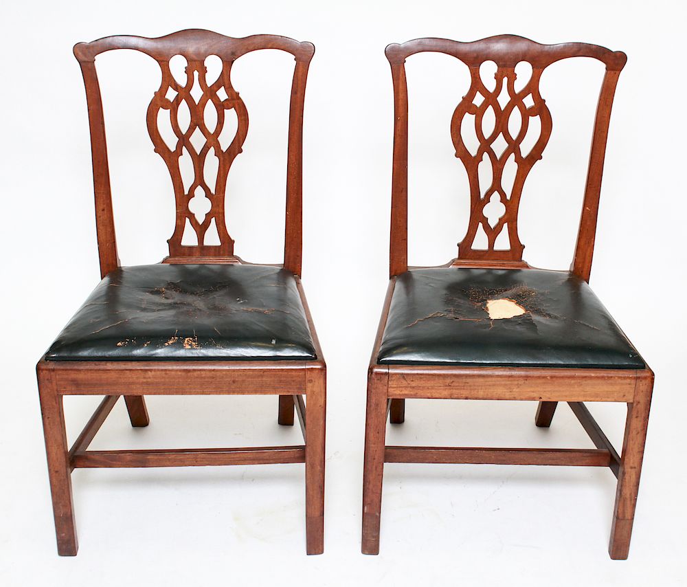 Appraisal: Pair of Antique Chippendale Manner Side Chairs Pair of antique