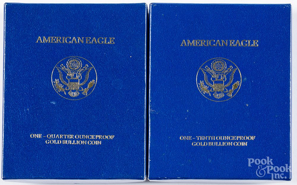 Appraisal: Two American eagle gold coins Two American eagle gold coins