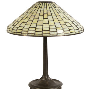 Appraisal: Tiffany Studios American Early th Century Geometric Table Lamp leaded