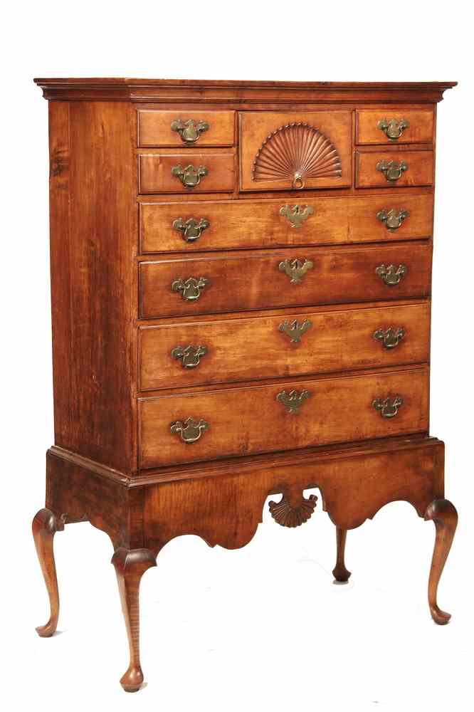 Appraisal: CHEST ON FRAME - New England Queen Anne Maple and