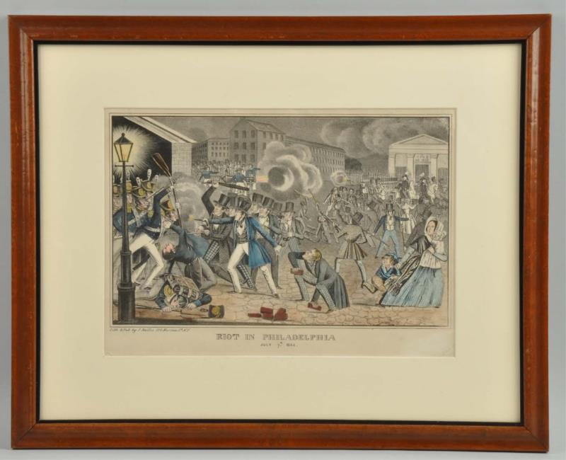 Appraisal: James Baillie Riot In Philadelphia Print Framed This Baillie Riot