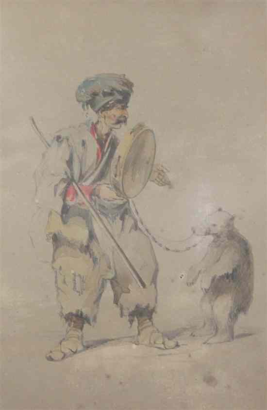 Appraisal: Russian School c three watercolours Studies of Cossacks and travelling