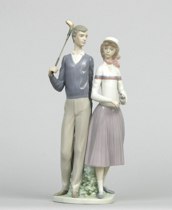 Appraisal: Lladro Golfing Couple Sculptor Jose Puche Issued Retired Apprx -