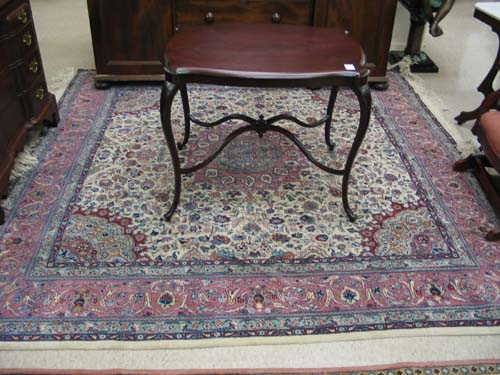 Appraisal: SQUARE ORIENTAL CARPET Sino-Persian medallion and surrounding floral arabesque design