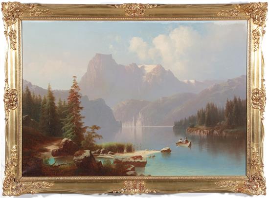 Appraisal: Continental school late th century ALPINE LAKE SCENE oil on