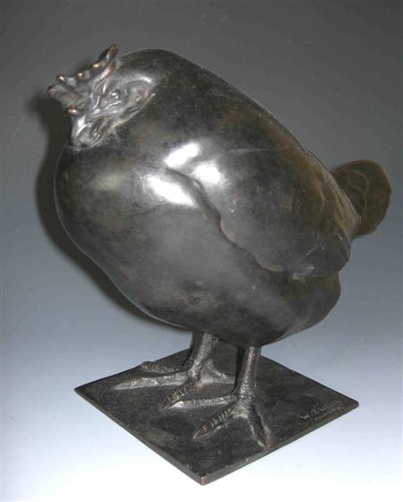 Appraisal: WILLY Z GEL GERMAN - A HEN Bronze with black