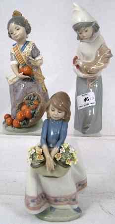 Appraisal: Lladro figures Girl with Oranges Girl with Cockerel and Girl