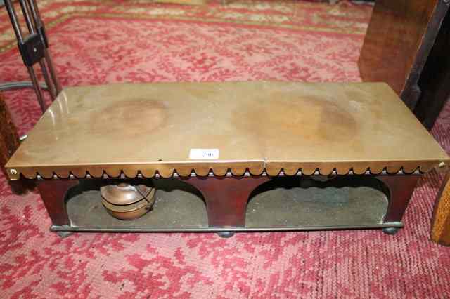 Appraisal: A COPPER CYLINDRICAL RECTANGULAR WARMING PLATE with burners and a