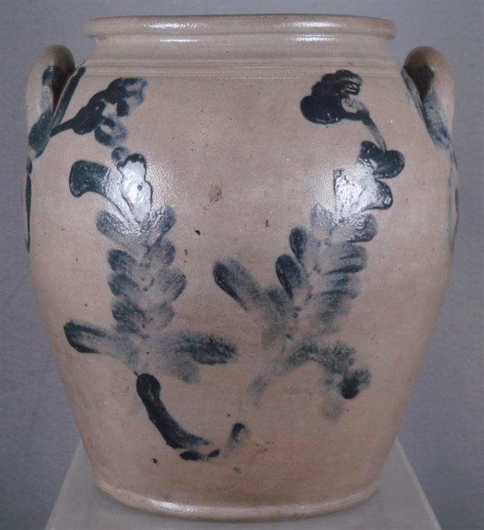 Appraisal: Blue decorated stoneware crock unsigned h Estimate -