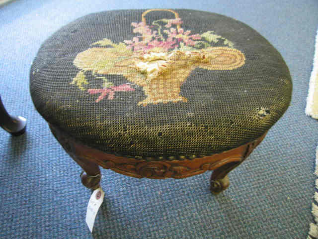 Appraisal: Victorian French Style Needlepoint Footstool