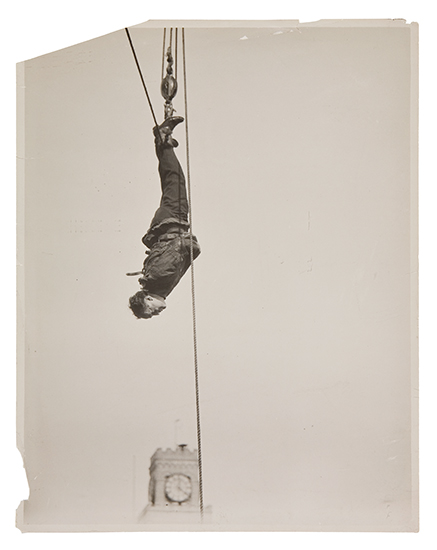 Appraisal: HOUDINI HARRY Vintage photograph showing Houdini hanging upside down in