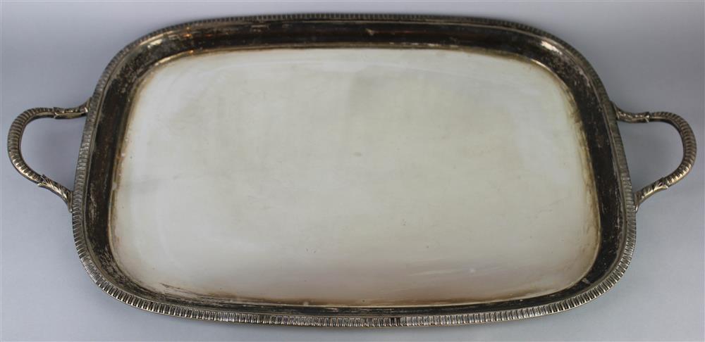 Appraisal: EDWARD VII SILVER TWO-HANDLED TRAY London maker's mark for Stewart