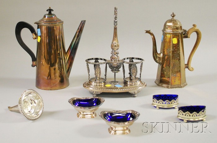 Appraisal: Group of Silver Plated Serving Items a caster frame two