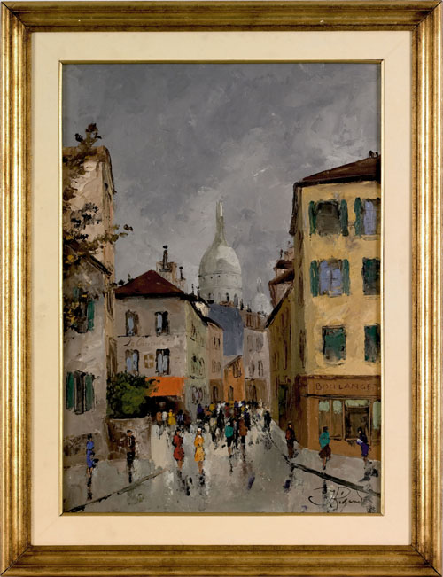 Appraisal: Jean Rigaud French - oil on canvas street scene signed