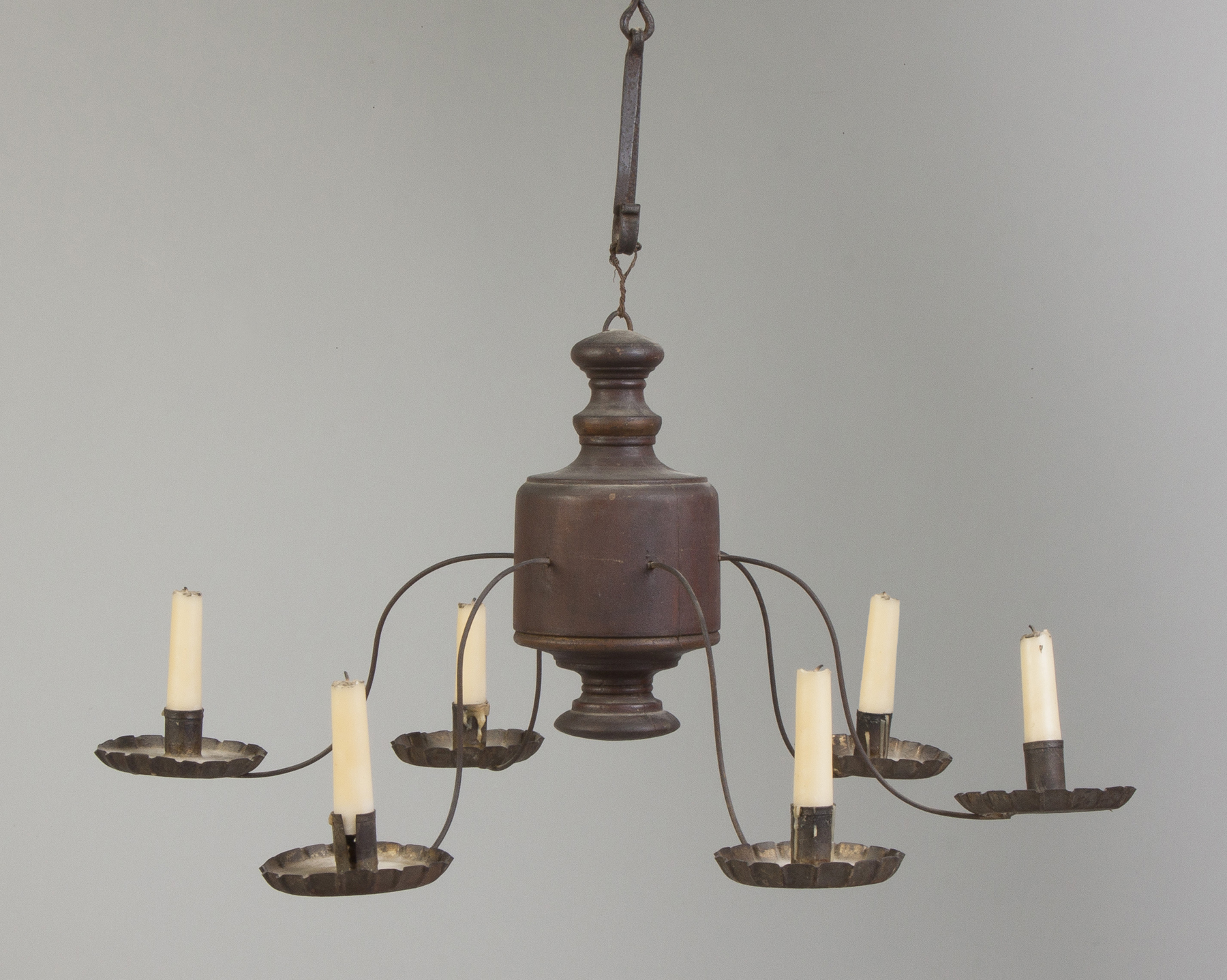 Appraisal: Tin Wrought Iron Hanging Candle Lighting Device