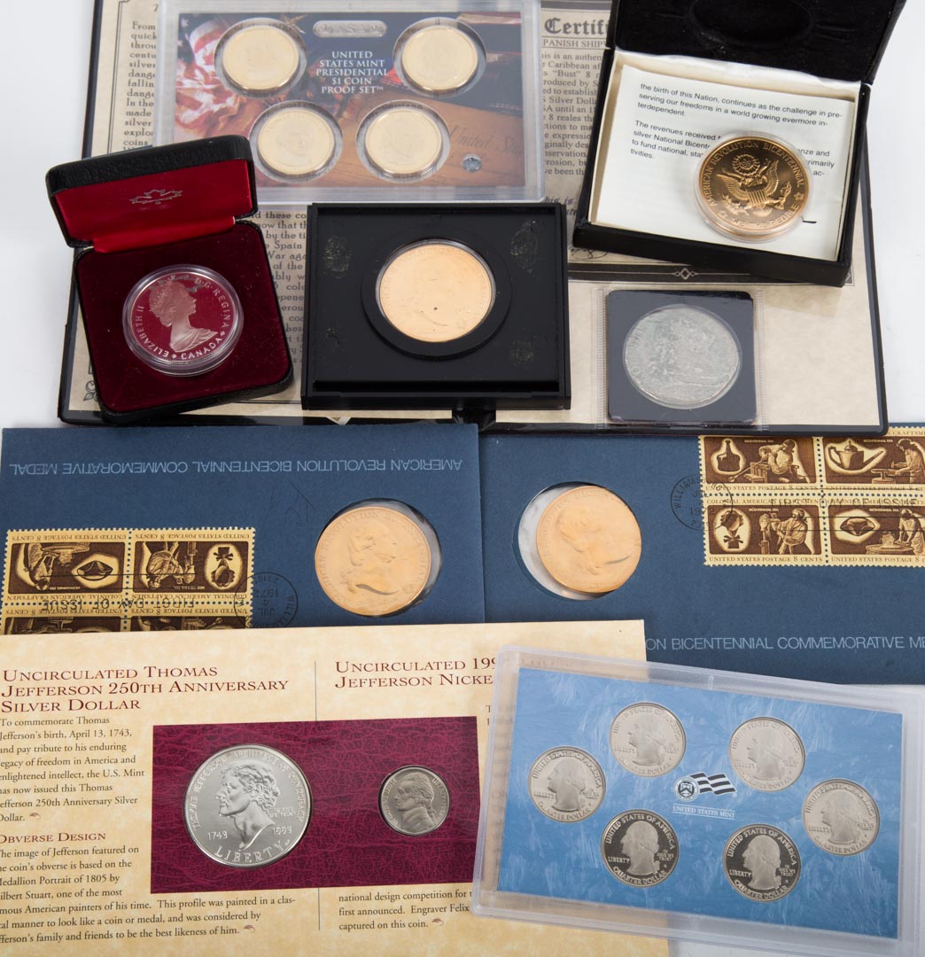 Appraisal: A mixed lot comprising a - Thomas Jefferson coin and