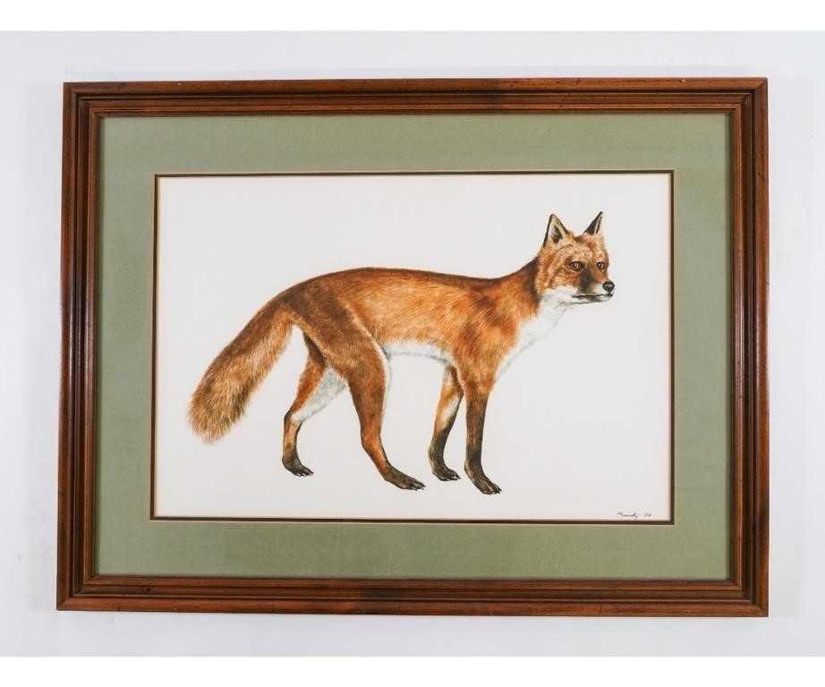 Appraisal: John Kurtz framed and matted watercolor of a gray fox