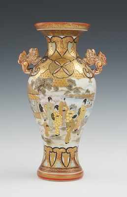 Appraisal: A Japanese Satsuma Taizan Panoramic Porcealin Vase Baluster shape footed