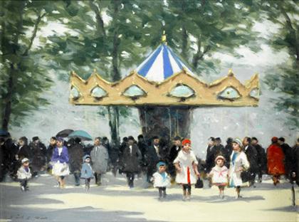 Appraisal: ANDRE GISSON american - THE CAROUSEL Signed bottom left oil