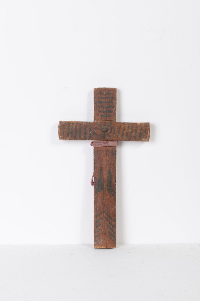 Appraisal: Wooden Cross with Painted Design th Century New Mexico Wooden