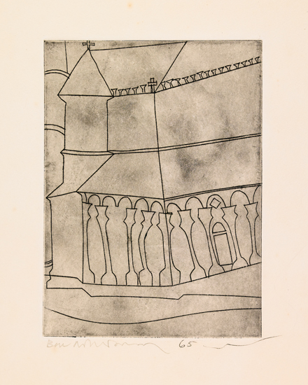 Appraisal: BEN NICHOLSON Fragment of a Tuscan Cathedral Etching x mm