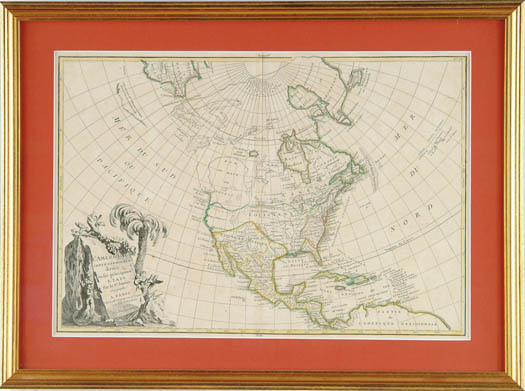 Appraisal: FRAMED MAP L AMERIQUE Map of North America with some