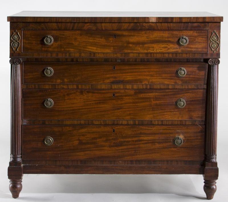 Appraisal: American Neoclassical Chest of Drawers circa mahogany mahogany veneers over