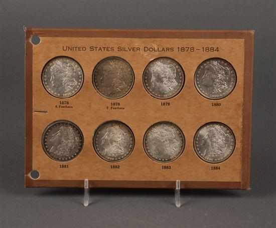 Appraisal: Eight United States Morgan type silver dollars - comprising eight