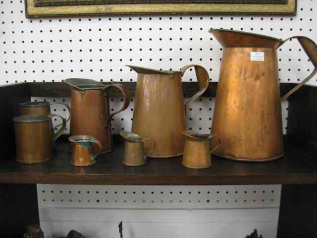 Appraisal: Set of Copper Pitchers graduated '' to '' some signed