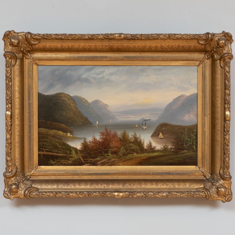 Appraisal: American School View of West Point Oil on canvas unsigned