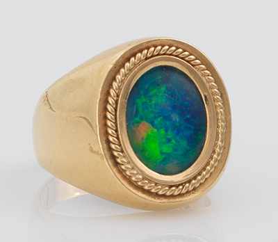 Appraisal: A Gentleman's k Black Opal Doublet Ring k yellow gold