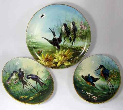 Appraisal: Victorian Hand Painted Wall Plaque decorated with Swallows together with