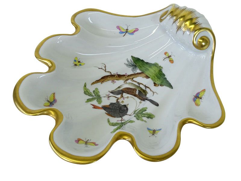 Appraisal: Herend Rothschild Bird Porcelain Tray Herend Rothschild Bird Porcelain Tray