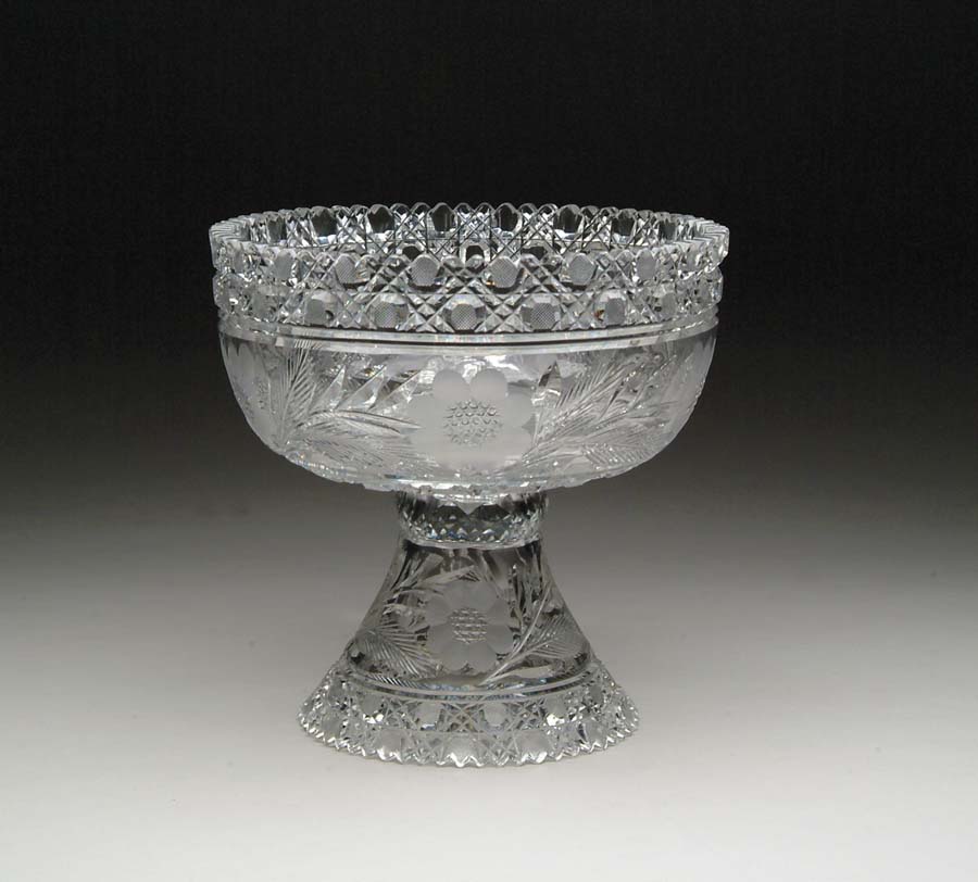 Appraisal: TWO PIECE CUT GLASS PUNCHBOWL Two piece punchbowl is cut