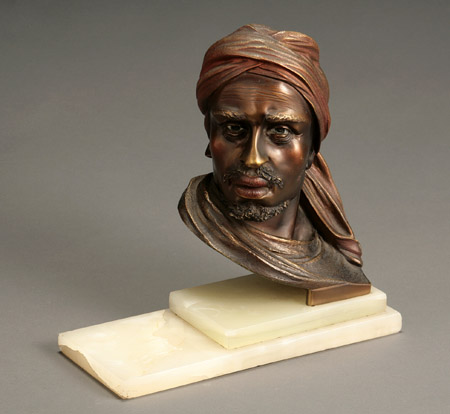 Appraisal: Austrian Cold Painted Bronze Head of an Arab Man First